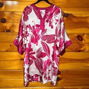 Oscar de la Renta Pink and White Floral Kaftan